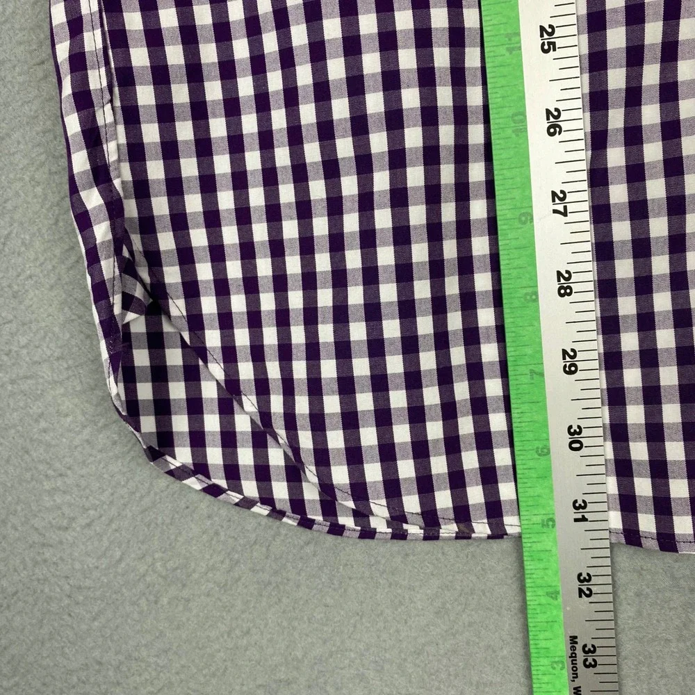 J.Crew Thompson Gingham Wrinkle Free Button Down Shirt Mens L 16-16.5 Purple‎